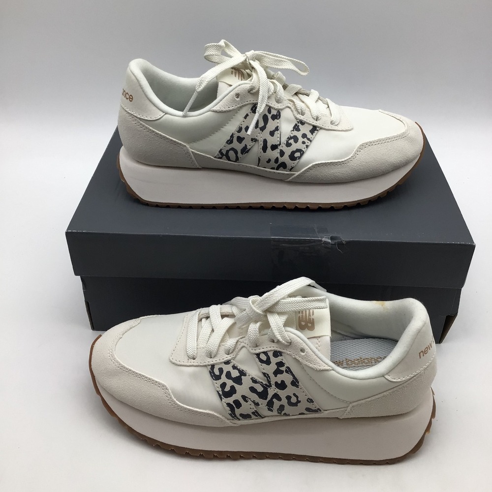 New Balance 237 Womens White Black Leopard Print Sneakers WS237PJ Size 8 NEW